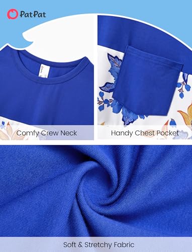 Image of PATPAT Family Matching Outfits Mommy and Me Dresses Hawaiian Tropical Vacation Beach Spaghetti Strap Dress and Shirt