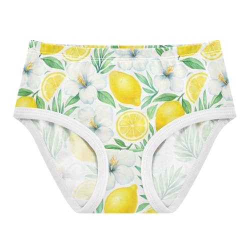 Joisal Cotton Girls Underwear Toddlers Yellow Lemons White Flowers Cute Panties Girl Bright Briefs Girls Undies 2t