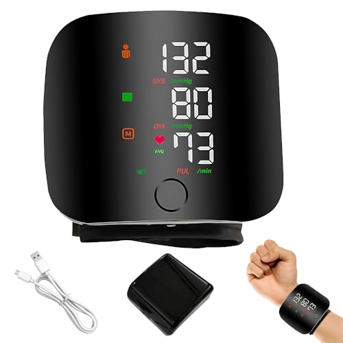 ZMCVOE Wrist Blood Pressure Monitor, LED Touch Screen Blood Pressure Machine, Blood Pressure Monitors Wrist Rechargeable, Adjustable Wrist Cuff Bp Monitor Blood Pressure for Adult Elder