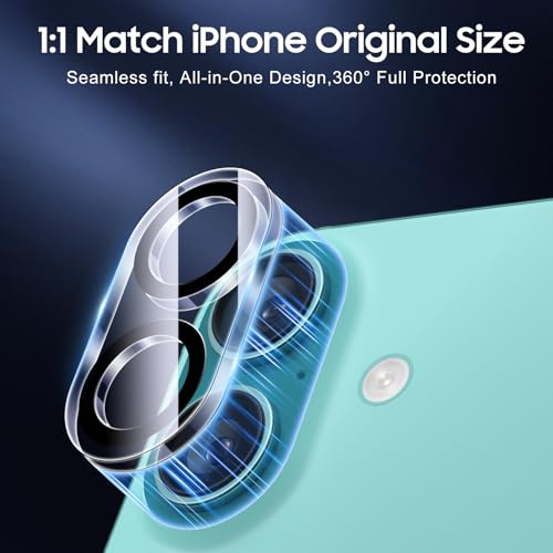 UniqueMe for iPhone 17/16 /16 Plus Camera Lens Protector - 3 Pack Ultra HD Tempered Glass Camera Len Protection Cover [Case Friendly] [Scratch-Resistant] [Night Shooting Mode]