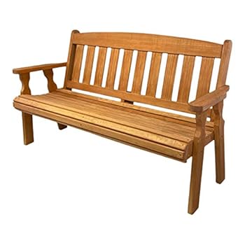Alternative view of Amish Casual Heavy Duty 800 Lb Mission Pressure Treated Garden Bench (4 Foot, Cedar Stain)