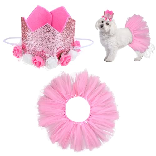 Halloween Hundekostüm Hunde Tütü Haustier Geburtstag Outfits Princessin Katze Kostüm und Mütze Tüll Rock für Kleine Haustiere Geburtstags Haustiere
