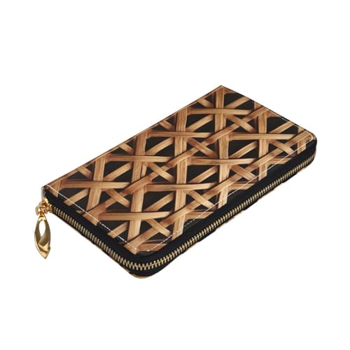 Wicker Woven Grid Women Wallets Leather Zip Around Clutch Purses Waterproof Credit Card Holder With Phone Holder Ladies Travel Coin Purse3