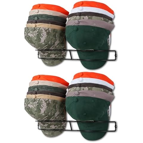 HYDERMUS Hat Organizer for 60 Baseball Caps 2 Pack Hat Rack for Wall and Door Metal Hat Hanger with 4 Adhesive Hooks Compact Strong Hat Holder Closet Organizers and Storage Cover