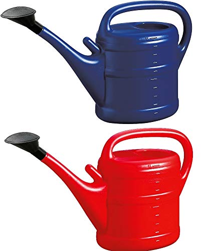 2X Gießkanne 10L BLAU + ROT + 1x KÜHLSCHRANKMAGNET! Giesskanne Kunststoff für groß & klein Garten & Zimmerpflanzen Gießkannen Gieskanne Gieskannen 10 L Liter Watering Can Gieskannen10Liter lr