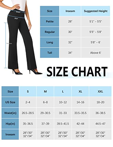 Tapata Women\'s 28\'\'/30\'\'/32\'\'/34\'\' Stretchy Bootcut Dress Pants with Pockets Tall, Petite, Regular for Office Work Business 34\'\', 2pc- Black+Navy Blue, L