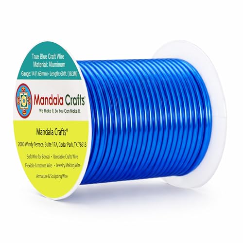 Image of Mandala Crafts 14 Gauge True Blue Anodized Aluminum Craft Wire, 60 FT | Colored, Flexible, Bendable, for Bonsai, Armature, Sculpting, Wire Wrapping, Jewelry Making, Weather & Tarnish Resistant