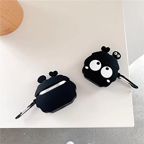 Image of for Airpods Pro 2019 Pouch Case Cover Headphones Soft Silicone Cartoon Character Cover with Keychain, 360-degree Protection (Black Funny)