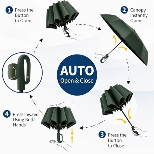 Image of Umbrella, UV Big Size Umbrella for Sun Protection Rain Windproof Strong Large 3 Fold For Men Women Kids Boys Girls Perfect & Stylish Windproof & Compact