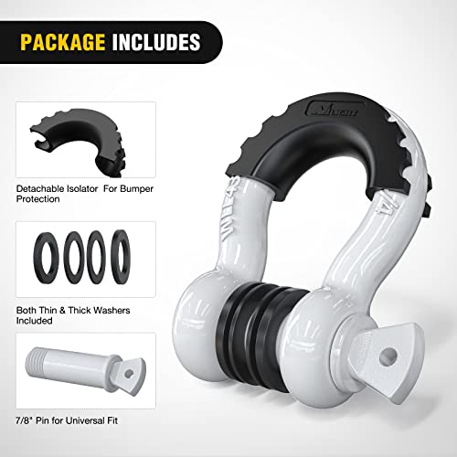 Image of Nilight 2 Pack 3 /4 inch D-Ring Shackle with 7 /8 inch Screw Pin 41,887lbs Break Strength, Heavy Duty Off Road Recovery with Isolators Washers for Use with Tow Strap, Winch, Off-Road Jeep Truck Vehicle