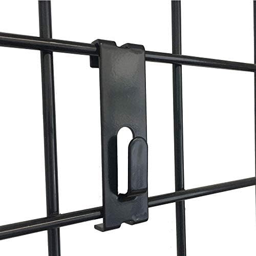 Only Hangers Gridwall Durable Metal Photo Frame Utility Notch Display Hook Hanger for On Center Grid Panel Display, Black (25 Pack)