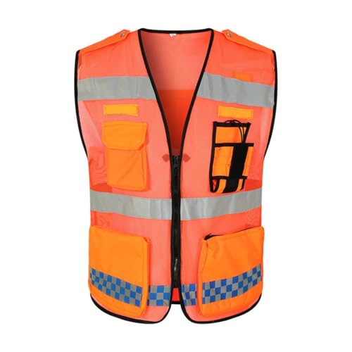 BeiLiDa High Visibility Safety Vest for Men & Women, Reflective Mesh Vest with Zipper Pockets, Breathable for Construction (Orange, XX-Large)