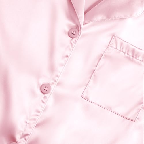 Umenlele Women's Satin Silky Collar V Neck Ruffle Short Sleeve Top and Shorts Sleepwear PJs Pajamas Set3