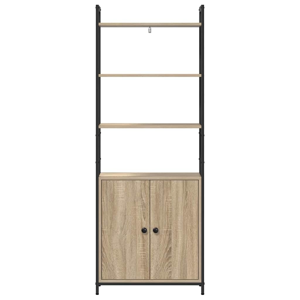 Regał na książki dąb Sonoma 60 x 24 x 161 cm, materiał drewnopochodny, 6 przegródek, 1 drzwi, nowoczesny design, trwały
