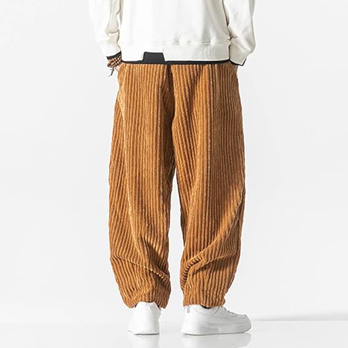 Mens Corduroy Sweatpants Winter Thick Elastic Waist Oversized Baggy Wide Leg Slacks Pants Casual Hiking Pants for2