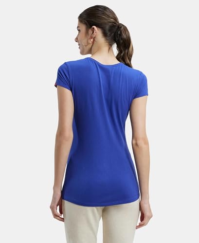 Image of Jockey UL03 Women's Super Combed Cotton Elastane Stretch Slim Fit Solid V Neck Henley Styled Half Sleeve T-Shirt