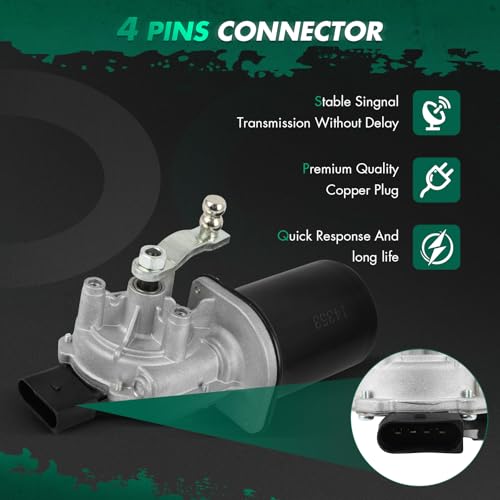 Image of SCITOO Windshield Wiper Motor Fits For 2002-2006 for Volkswagen Golf, Replacement OE# 1J0955119A,1J1955113C,1J1955113A,1J1955113B, 4 - Pin, Front Side