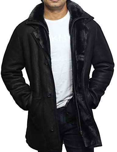 BRANDSLOCK Uomo Genuino Shearling Montone Pelle