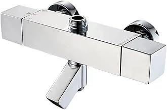 Thermostatic Shower Mixer 38°C Black Bath Shower Top Spray Thermostat Low G 1/2" High 3/4" BSP Three Outlet Shower Tap Chrome Brass Square