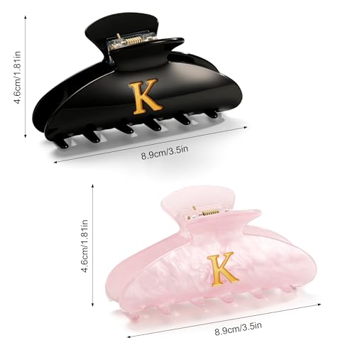 Image of CWJCYTNSN 2 PCS Hair Claw Clips for Women Non-slip Black Pink Claw Clips for Thick Thin Hair Stylish K Hair Clips Elegant Hair Accessory Girls