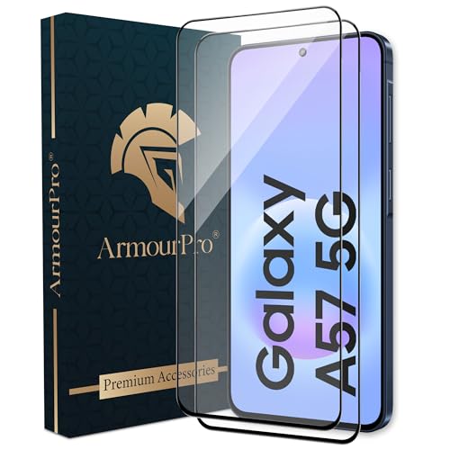 Image of ArmourPro Tempered Glass for Samsung Galaxy A37 5G / Samsung A57-9H Anti Scratch Screen Protector, Edge to Edge Coverage, HD Clarity, Smooth Touch, Case Friendly | Black, Pack of 2