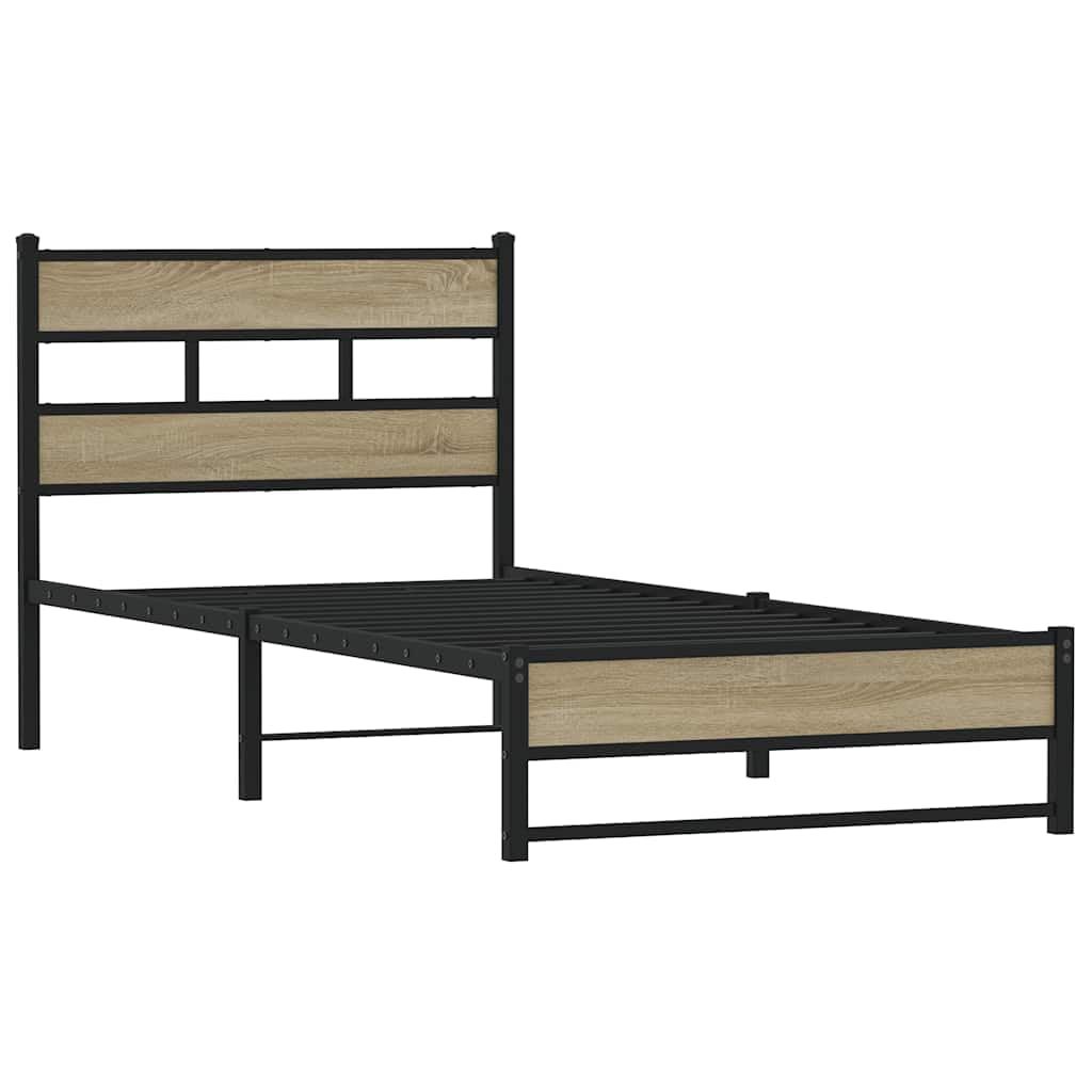 vidaXL Cadre de lit en métal sans Matelas chêne Sonoma 90x190 cm