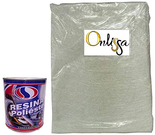 RESINA DE POLIESTER KIT DE 1 KG + CATALIZADOR + 5 METROS FIBRA MAT 300gr