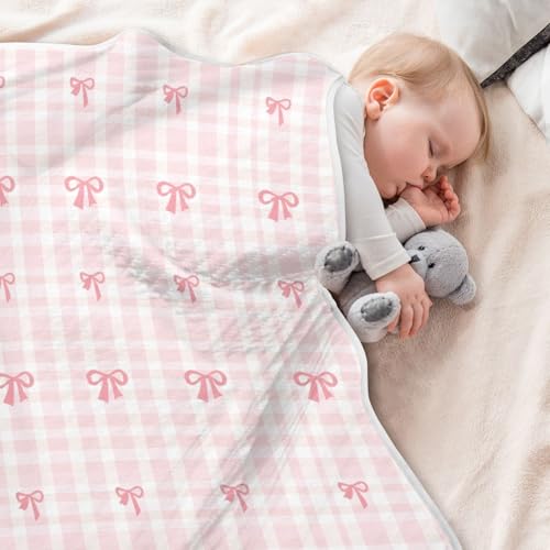 Pink Bow Baby Swaddle Blanket for Boys and Girls, Muslin Baby Receiving Swaddle Blanket, Soft Cotton Nursery Swaddling Blankets for Newborn Toddler Infant4