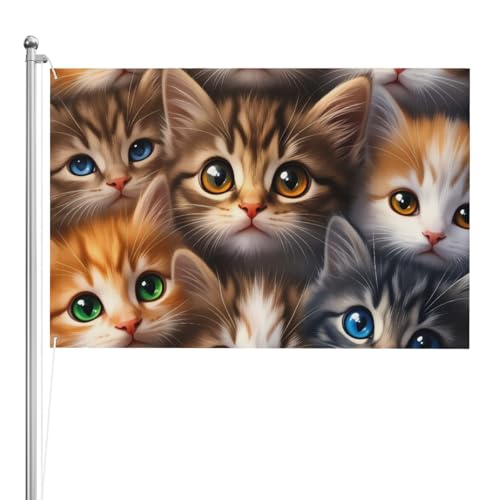 Drapeau extérieur chat polyester durable double face multicolore 1,2m