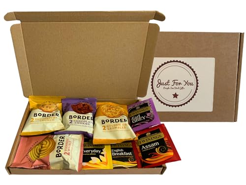 Hug In A Box Gift Set Luxury Afternoon Tea, Hamper Box - Birthday Present, Friendship Sister, Mum, Anniversary, Chocolate Border Biscuit Lotus Letterbox Gift