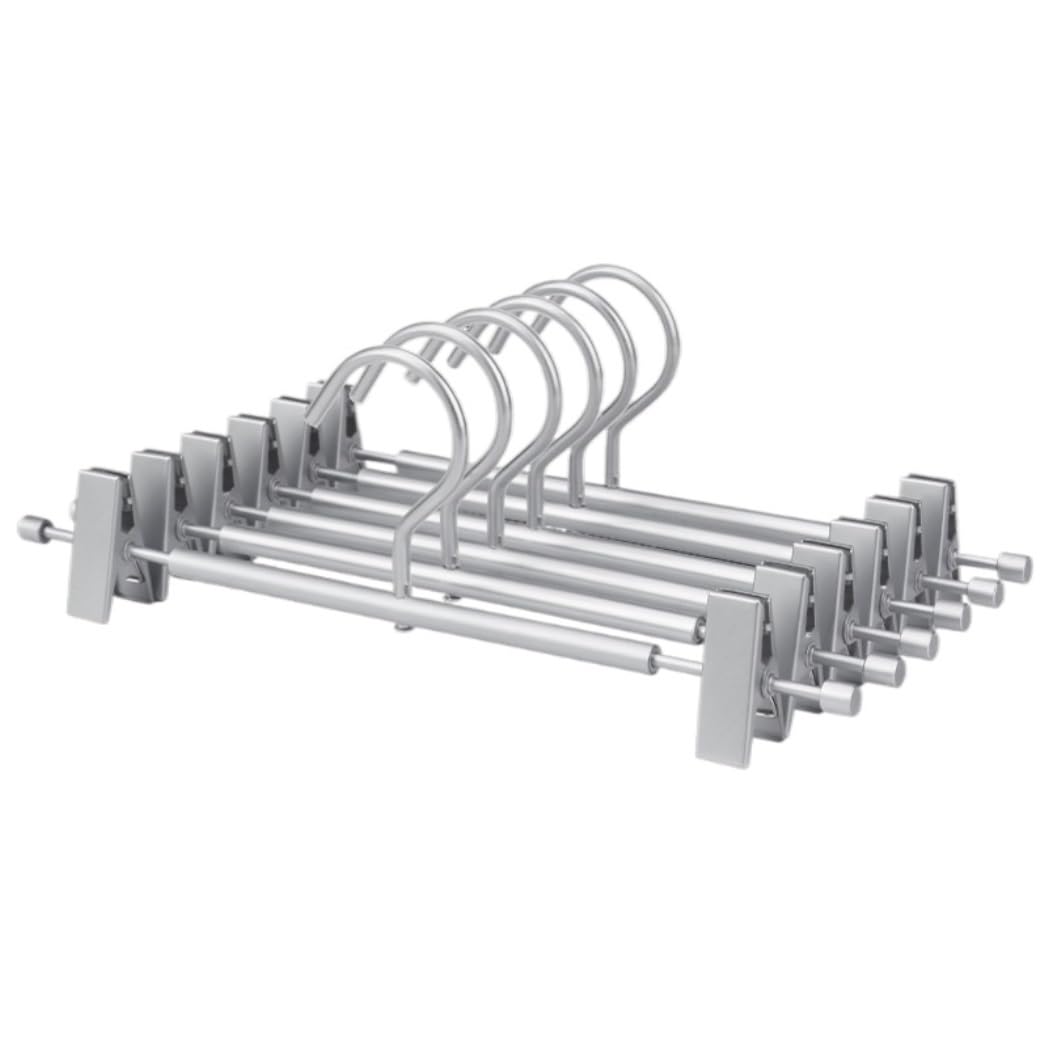 Perchas Perchas Antideslizantes De Aleación De Aluminio para Toallas, Pantalones De Vestir, Organizador De Guardarropa, Percha para Pantalones Perchas Ropa(Blue,Silver,5pcs)