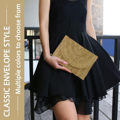 Image of Straw Clutch Bag for Women Envelope Woven Clutch Handbag Summer Beach Purse