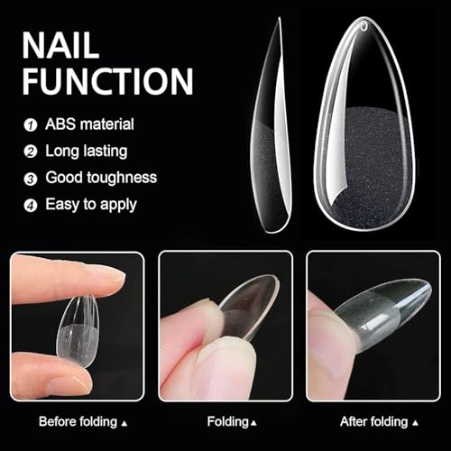 Image of COSTICA 550pcs Almond Naill Tips Clear Full Cover Medium Length Short Almond Fake Nails Acrylic Gel Naill Tips for Salon and Home Naill Art Manicure 12 Sizes