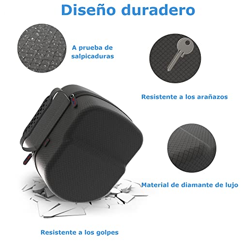 Funda rígida para Meta Quest 3S y 2 con diseño de diamante negro para transporte seguro 4