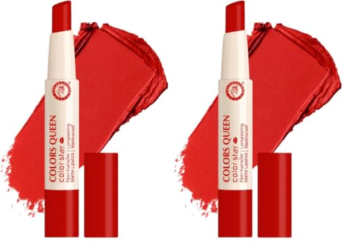 Image of Colors Queen Color Stay Matte Lipstick | Highly Pigmented with Smooth One Swipe Application | Ultra Matte Finish | Smudge Proof & Waterproof | Long Lasting Lipstick for Women (02 - Chili Red, 2.1g)