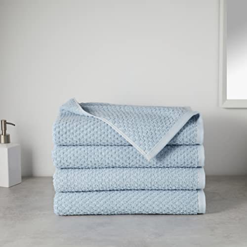 Amazon Basics Odor Resistant Textured Bath Towel, 30 X 54 Inches - 4-Pack, Light Blue #TOP4