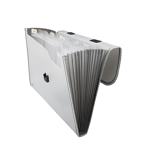 Solimo Expanding File Folder with 13 Pockets, Handle, and Buckle Closure, for A4 Size Documents (Grey) (Image - 3)