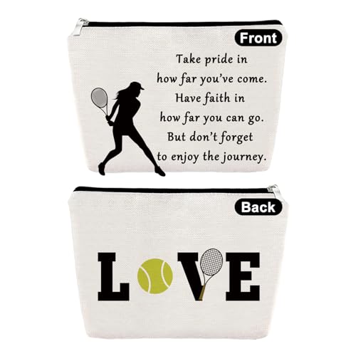 Tennis Gifts Makeup Bag Inspirational Gifts for Tennis Player Lover Cosmetic Bag Birthday Graduation Presents for Girls Daughter Sister Niece Travel Toiletry Pouch Christmas Friendship Keepsake