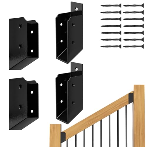 Support de garde-corps 30° en acier noir FMhotu pour balustrade bois