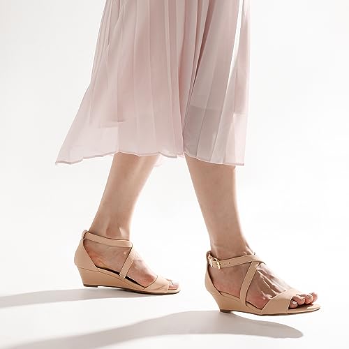Image of DREAM PAIRS Women's Low Wedge Sandals Ankle Strap Heel Sandal Open Toe Wide Dress Summer Shoes