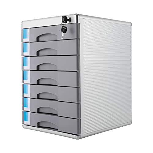 YIYIBYUS Desktop Drawer Organizer with Lock, 4/5/7 Drawers Built in Letter Tray and Slot for Storage, Perfect for Home or Office Environment (7 Drawers)