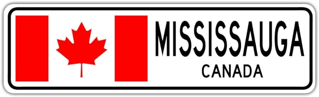 peiyeety Vintage Metal Tin Sign Decorative Wall Art Mississauga Canada Themed Sign, Rustic Style, Durable Waterproof Rustproof, For Home, Country Decor, Travel, Easy To Mount, 4x16 Inch