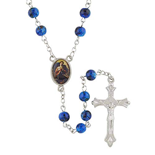 Mary, Untier of Knots Rosary Set Glass Beads and Metal Crucifix with Prayer Pamphlet and Case