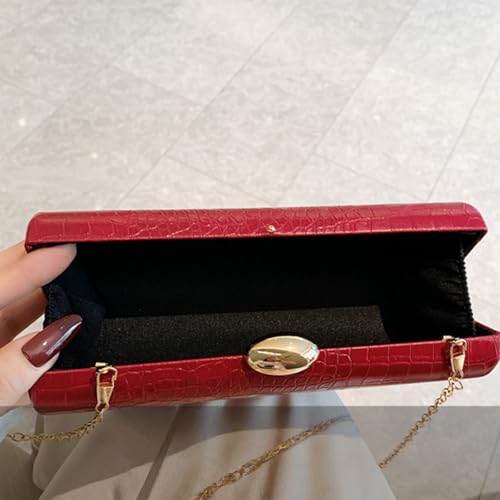 Image of Women Vegan Leather Evening Handbag Crocodile Pattern Handle Clutch Purse Cross Body Envelope Bag