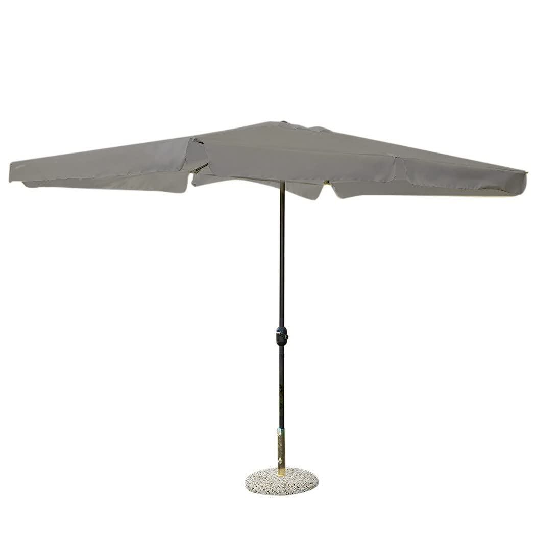 Mediawave Store - Sombrilla con poste central, accesorios de jardín, sombrilla, lona gris, decoración de jardín, casa, terraza, bar, borde de piscina, 6 varillas, lona rectangular, parasol 3 x 2 m,