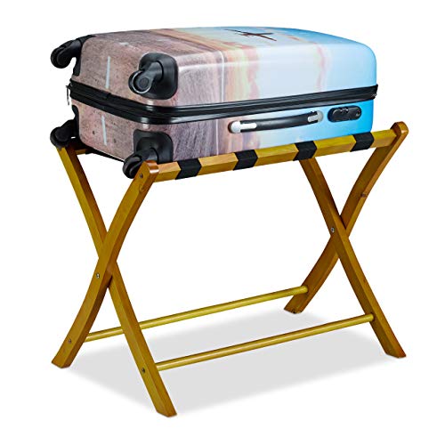 Relaxdays 10024306_126 Porte-Bagage Pose Valise, Nature, 52, 5 x 66, 5 x 48 cm