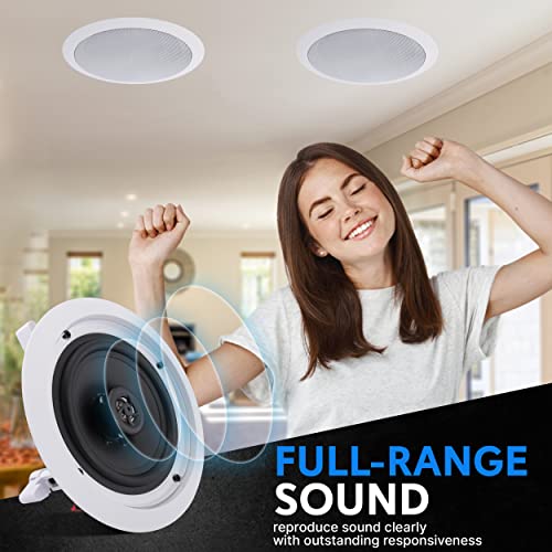 Pyle PDIC1661RD Pair 6.5 Inch Flush Mount In-Wall In-Ceiling 2-Way Home Speaker System Spring Loaded Quick Connections Dual Polypropylene Cone Polymer Tweeter Stereo Sound 200 Watts (Pdic1661Rd) White thumb #4