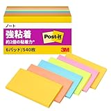 【Amazon.co.jp限定】 3M ポストイット 付箋 強粘着 大きい ネオンカラー 75×127mm 90枚×6パッド 655-6SSAN-AM
