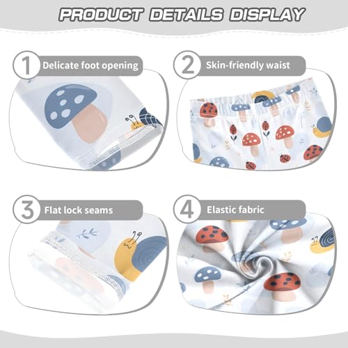 Girls' Athletic Leggings Ankle Length Yoga Dance Pants Kids Teen 4T Mushroom Snail Ladybug3