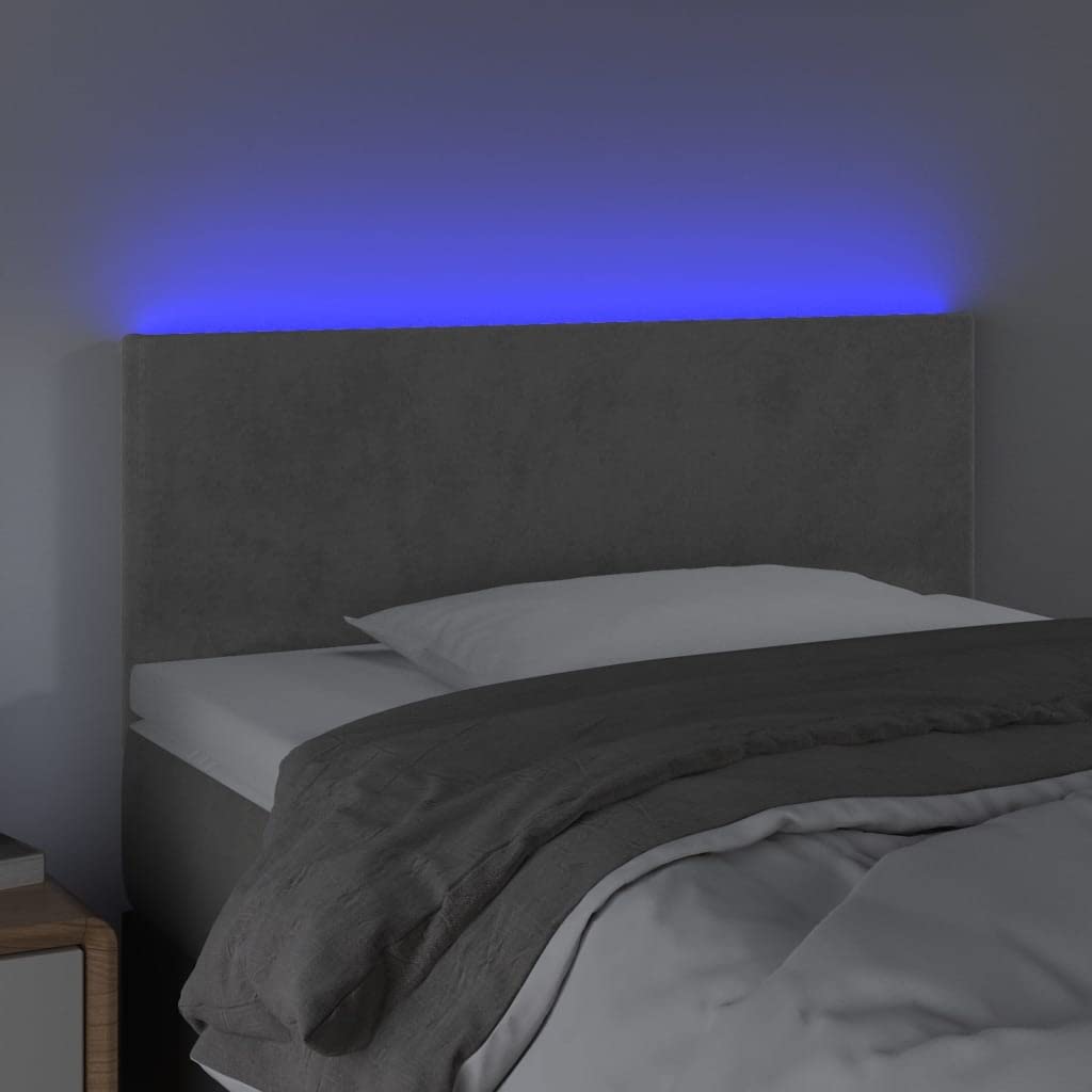 Cabecero de cama LED 80 x 5 x 78/88 cm, terciopelo, gris claro, altura ajustable con tira RGB para estructura de cama, diseño moderno, se puede cortar de forma segura para dormitorio o salón